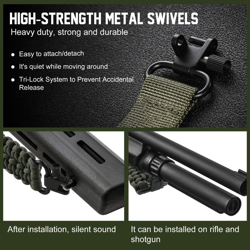 VVAAGG Two-Point Sling with Swivel, Non-Slip Paracord Sling with Adjustable Length Strap - Image 3